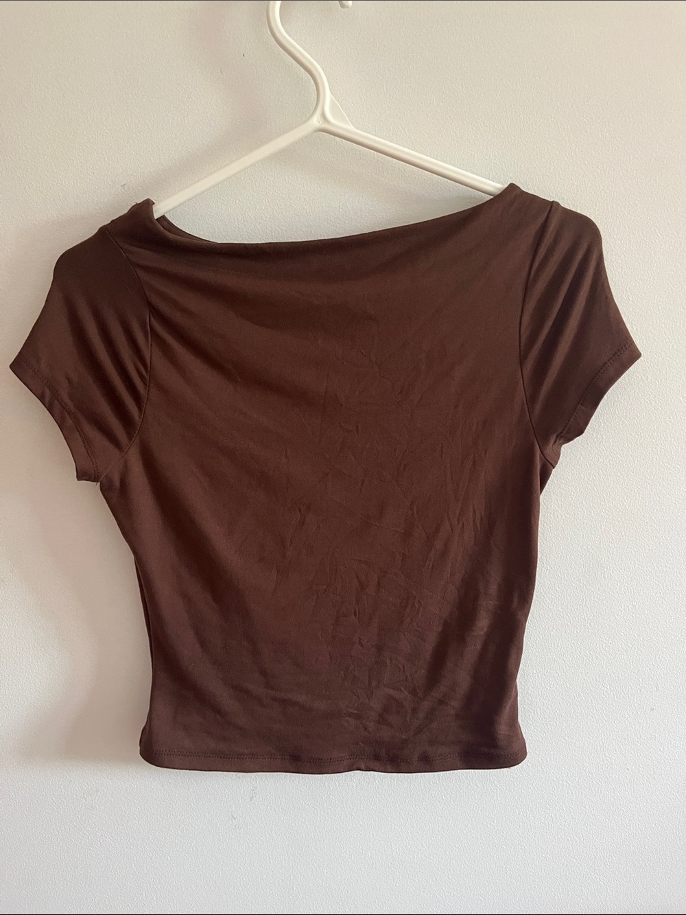 Women's Brown Boatneck Short Sleeve Tee